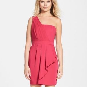BCBG Maxazria Red Vaness One Shoulder Dress SZ 10